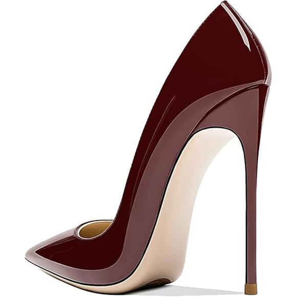 Qunvngutui Womens Size 11 Wine Red 5" High Heel Pointed Toe Stiletto Pumps Shoes - Picture 3 of 7